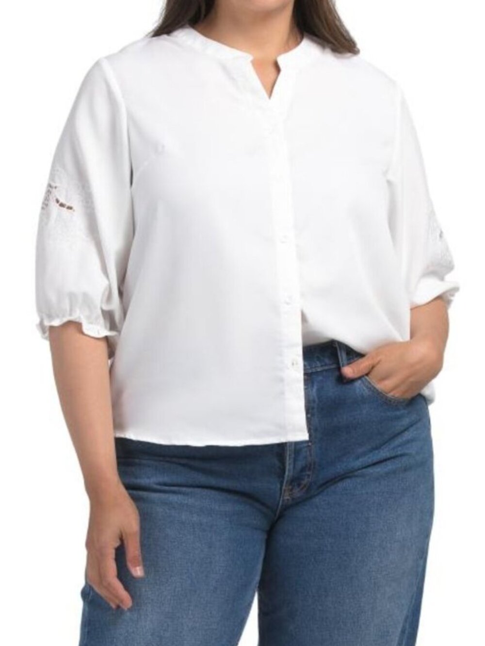 LIV LOS ANGELES Plus Button Front Tunic Blouse